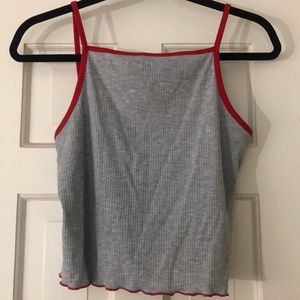 Ribbed gray and red tank top